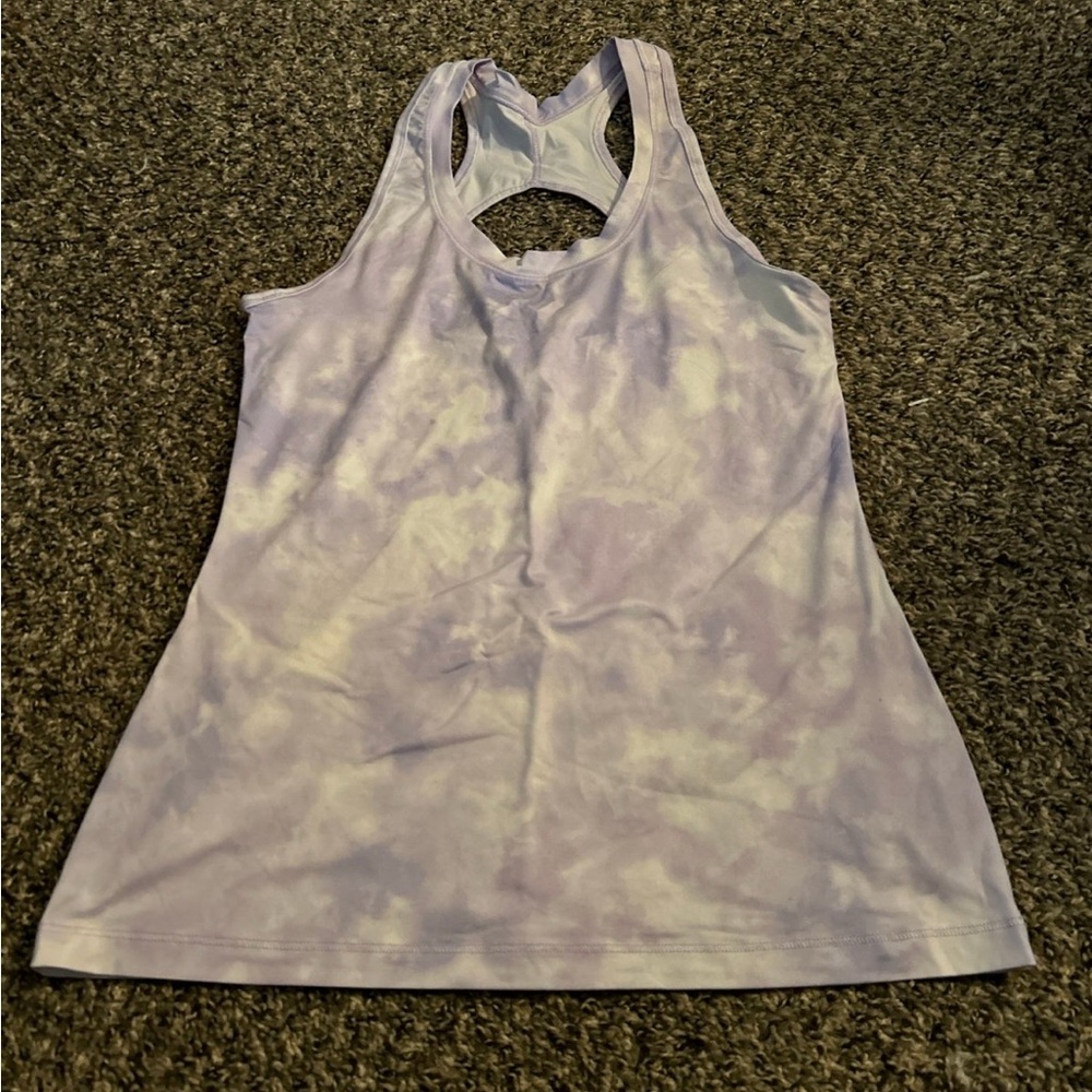 Athleta Purple and White Sleeveless Cut Out Tank Top